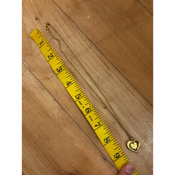Vintage Avon Gold Black CZ Heart Necklace Valentine Love Jewelry - Picture 6 of 6